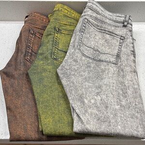 ASOS Men's Straight Jeans in Orange Rust, Yellow, and Gray/white